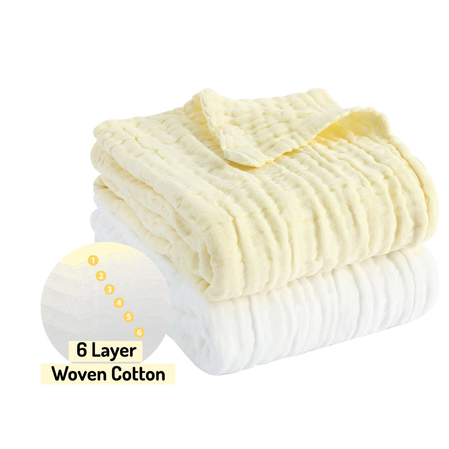 Pio pio's Baby Towel Cotton Set - Includes 2 Towels Yellow/White