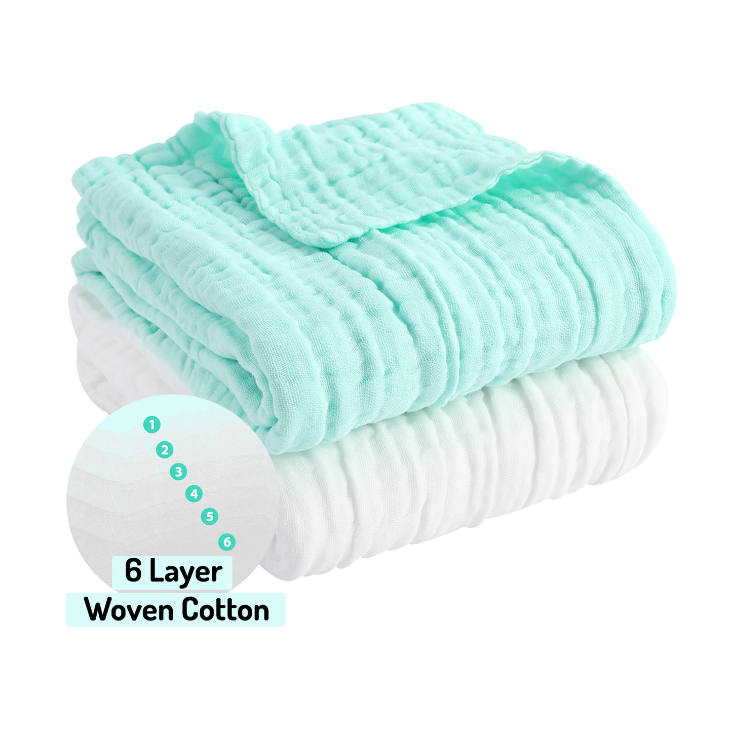 Pio pio's Baby Towel Cotton Set - Includes 2 Towels Green/White