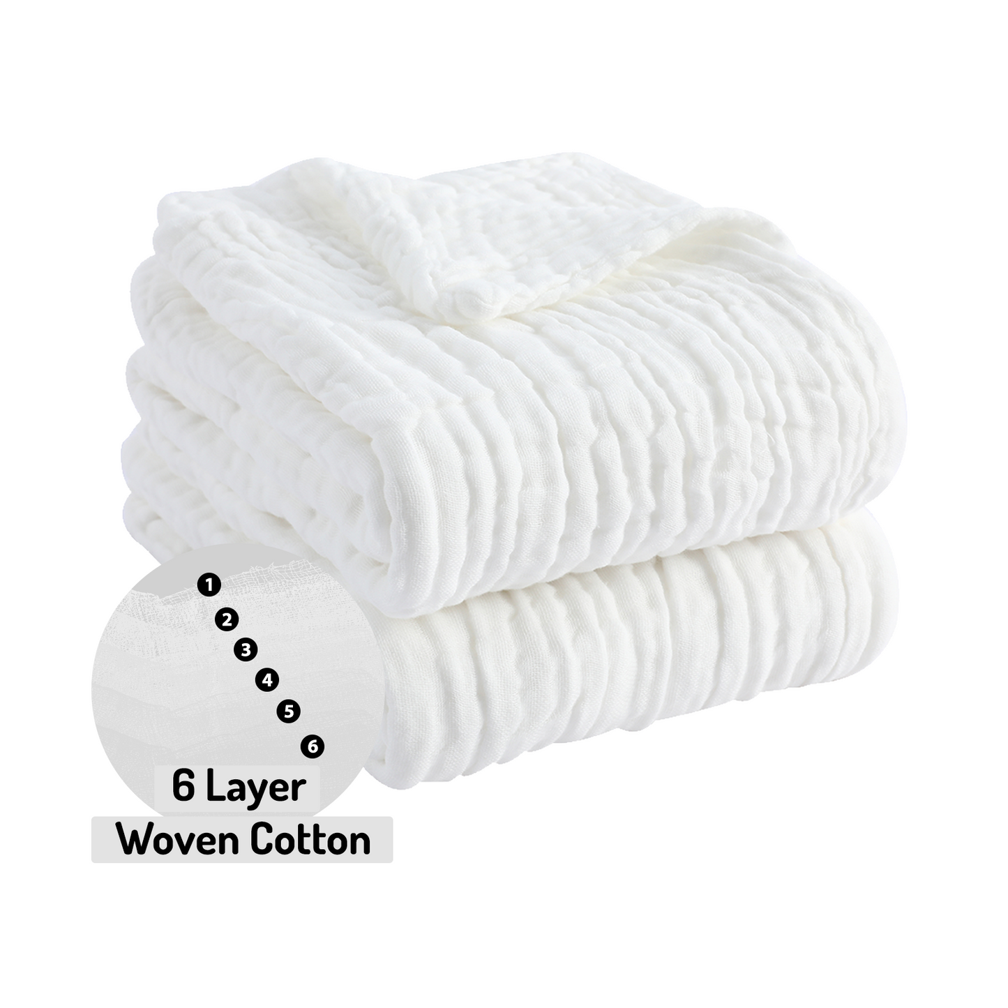 Pio pio's Baby Towel Cotton Set - Includes 2 Towels White/White