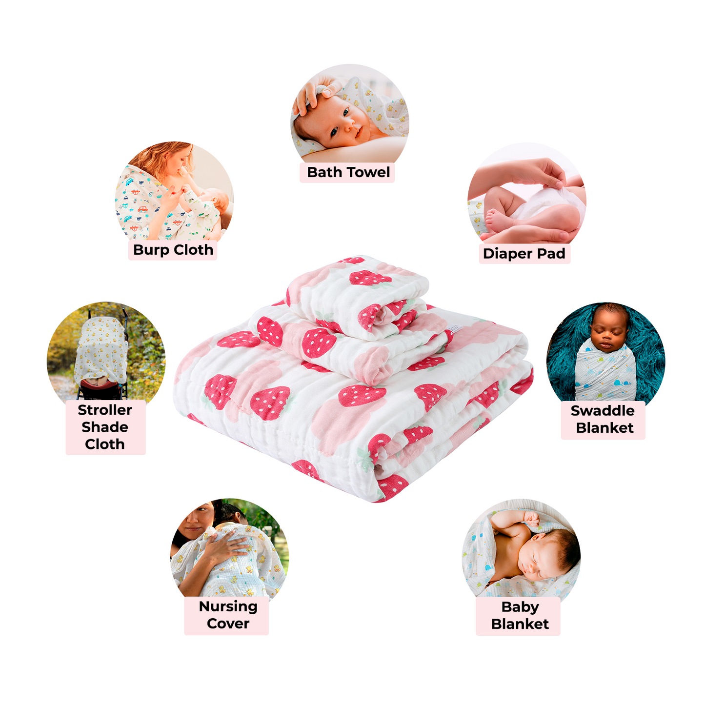 Pio Pio's Muslin Baby Towels for Girls