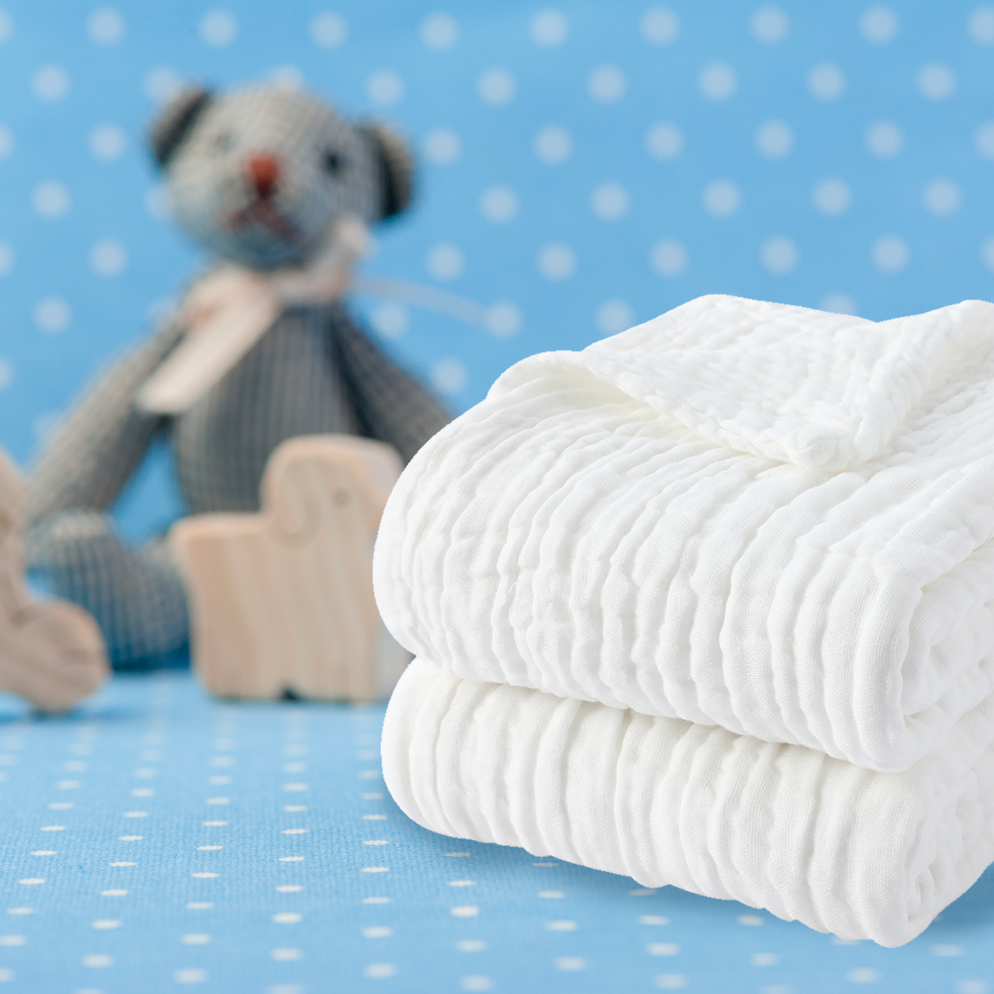 Pio pio's Baby Towel Cotton Set - Includes 2 Towels White/White