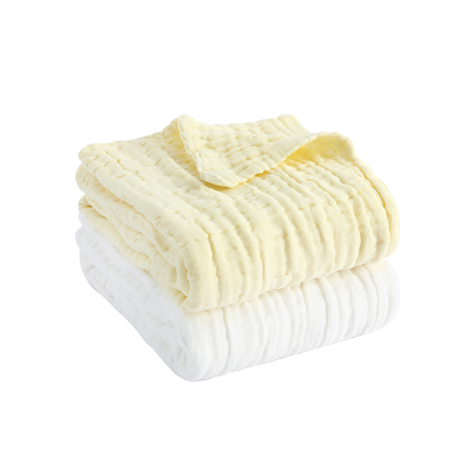 Pio pio's Baby Towel Cotton Set - Includes 2 Towels Yellow/White