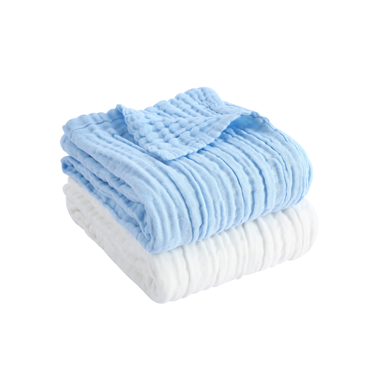 Pio pio's Baby Towel Cotton Set - Includes 2 Towels Blue/White