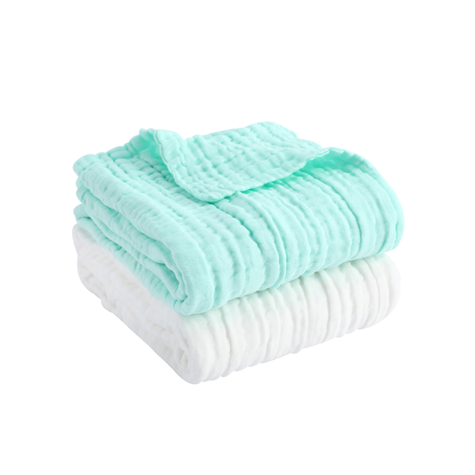 Pio pio's Baby Towel Cotton Set - Includes 2 Towels Green/White