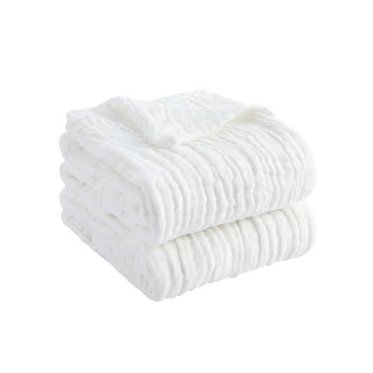 Pio pio's Baby Towel Cotton Set - Includes 2 Towels White/White